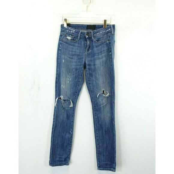 VINCE Women's Blue Ankle Skinny Jeans 24 Light Stone Washed‎ Mid-Rise Slim Fit - Picture 1 of 12
